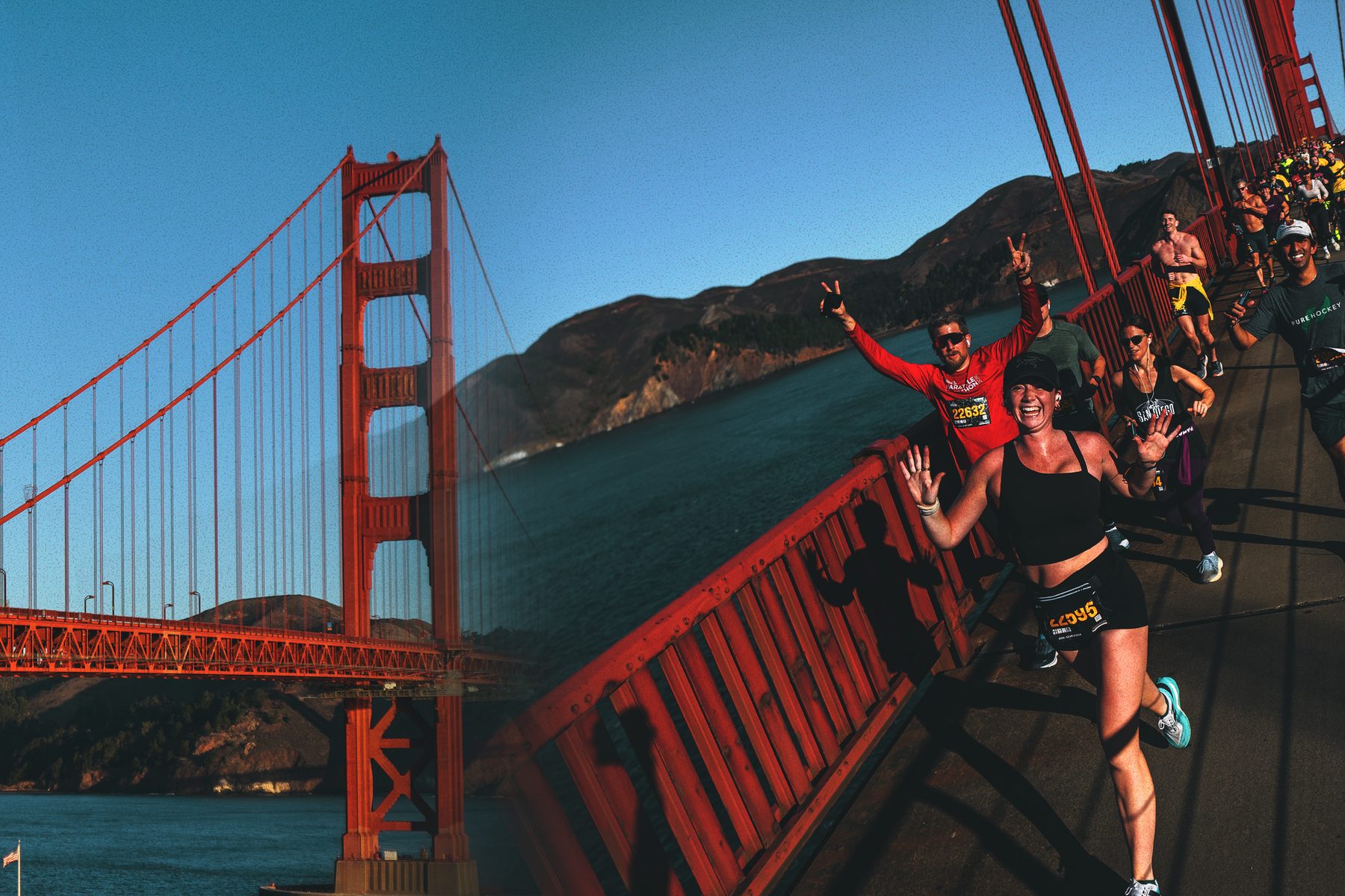 Half marathoners crossing the Golden Gate Bridge